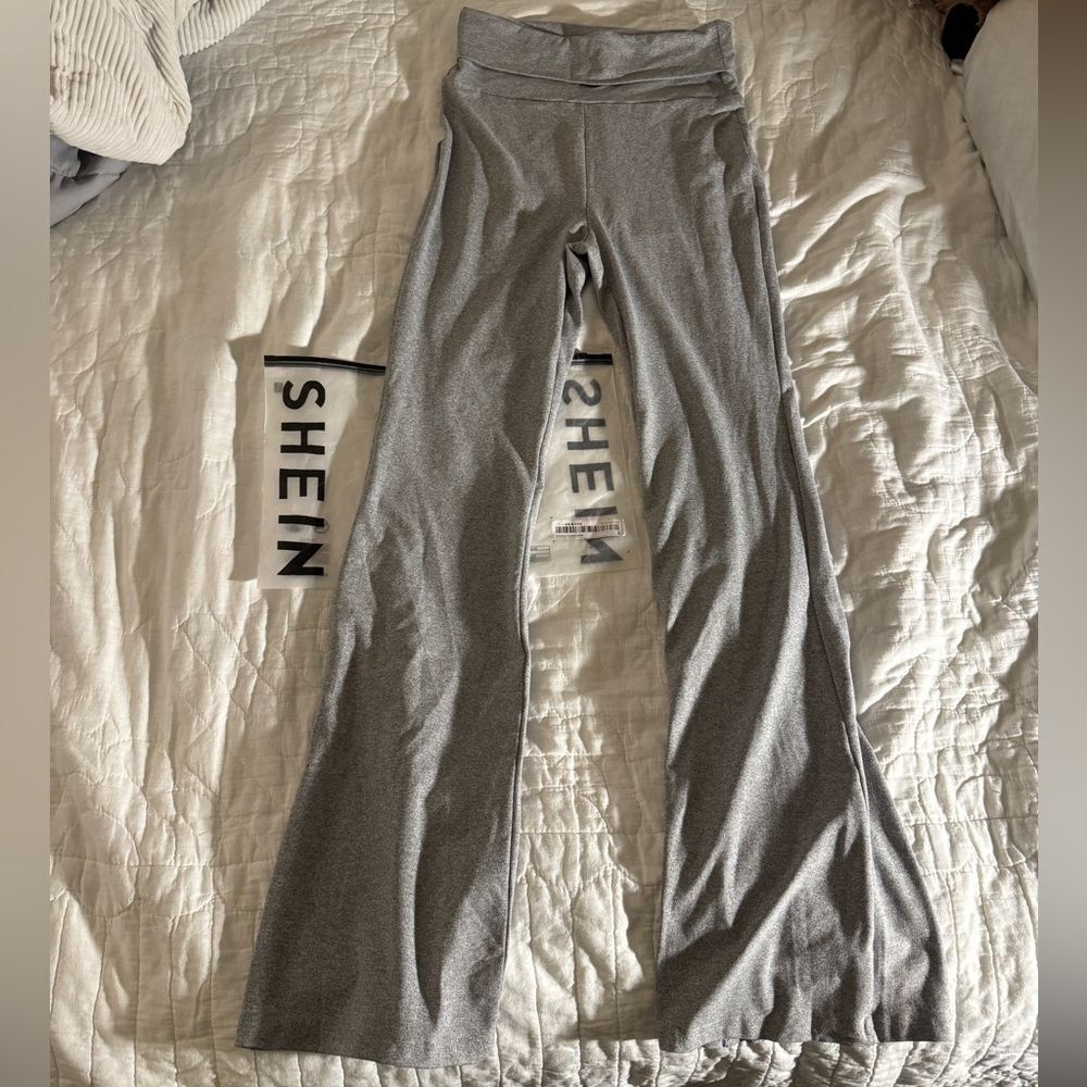 NWT Women's Casual Solid Color Wide-Waist Flare Pants, Leggings Fold-Over XS